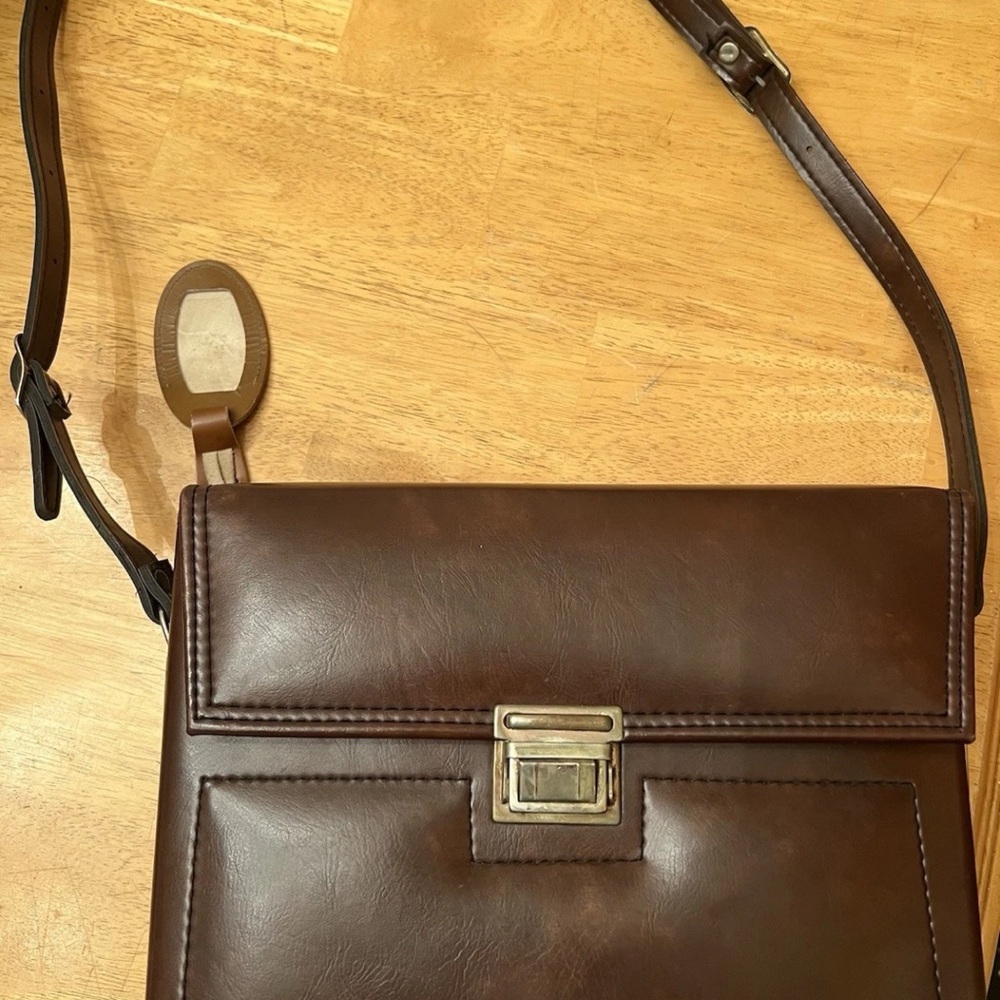 Vintage CAMERA Hard CASE Strap Brown Leather Storage Carrying Bag